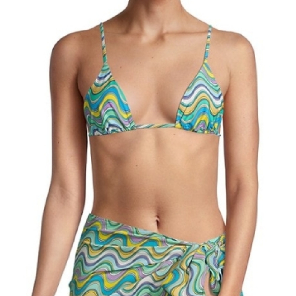 WeWoreWhat Cooper Wavy Chevron Pattern Triangle Bikini Top